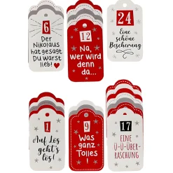 Adventskalender-Anhänger mit Sprüchen, 24 Stück