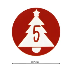 Adventskalender-Zahlen mit Muster rot, 24 Stück