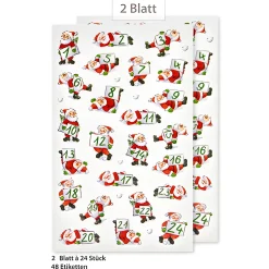 Adventskalender-Zahlen Weihnachtsmänner, 48 Stück
