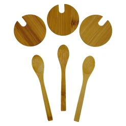 Bambusdeckel Ø 67 mm mit Löffel, 3er Set