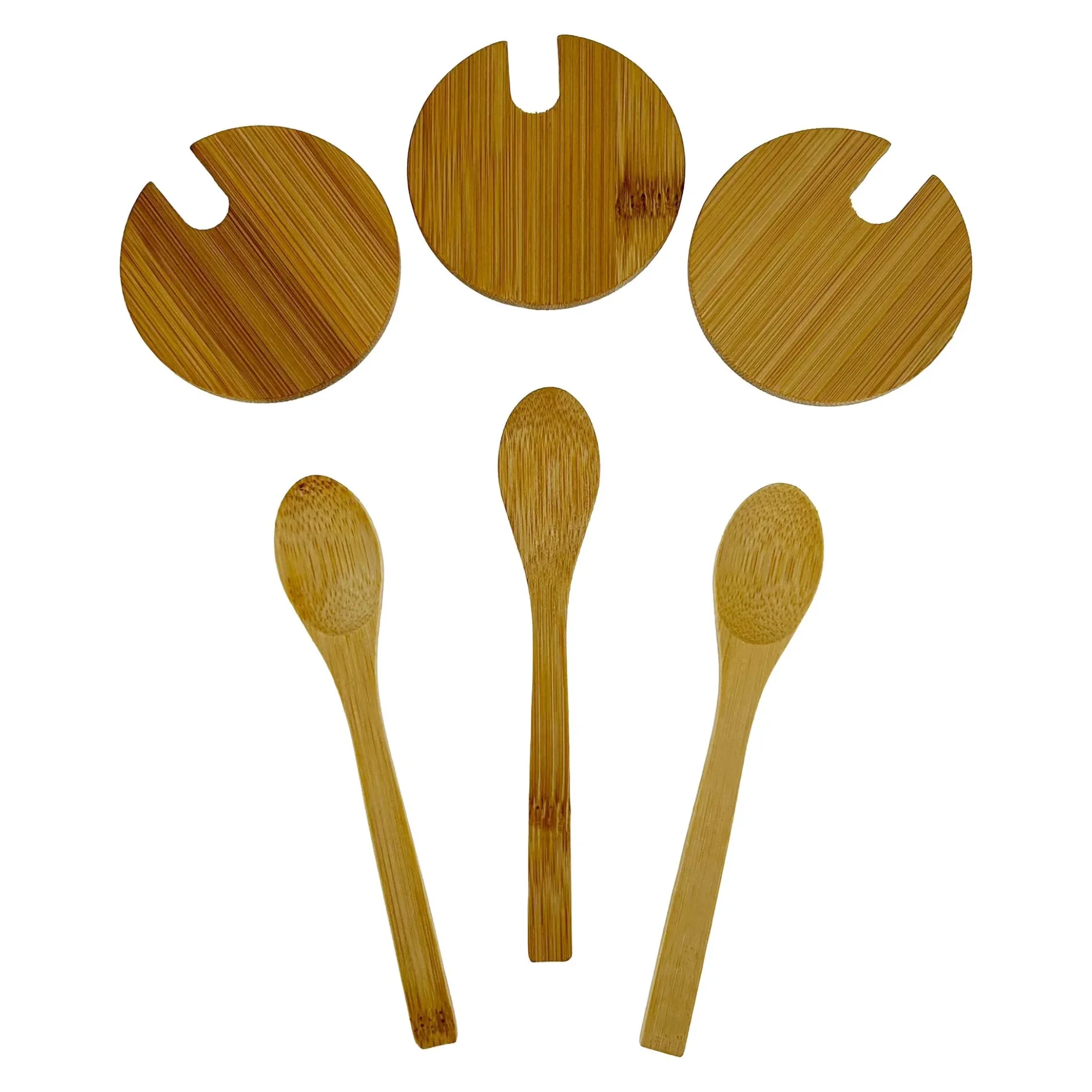 Bambusdeckel Ø 67 mm mit Löffel, 3er Set