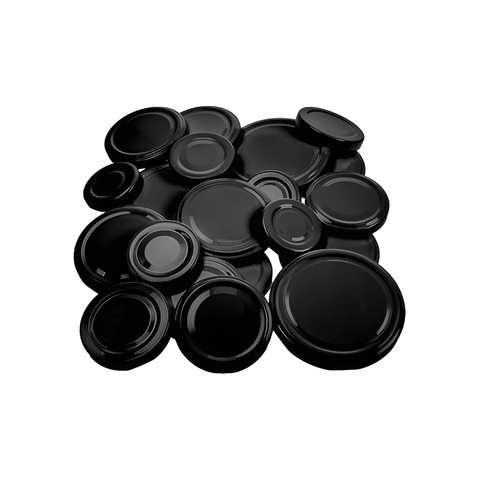 Deckel-Sortiment schwarz past., 21-teilig