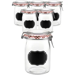 6er Set Bügelglas 'Ermetico' 1000 ml mit Tafel