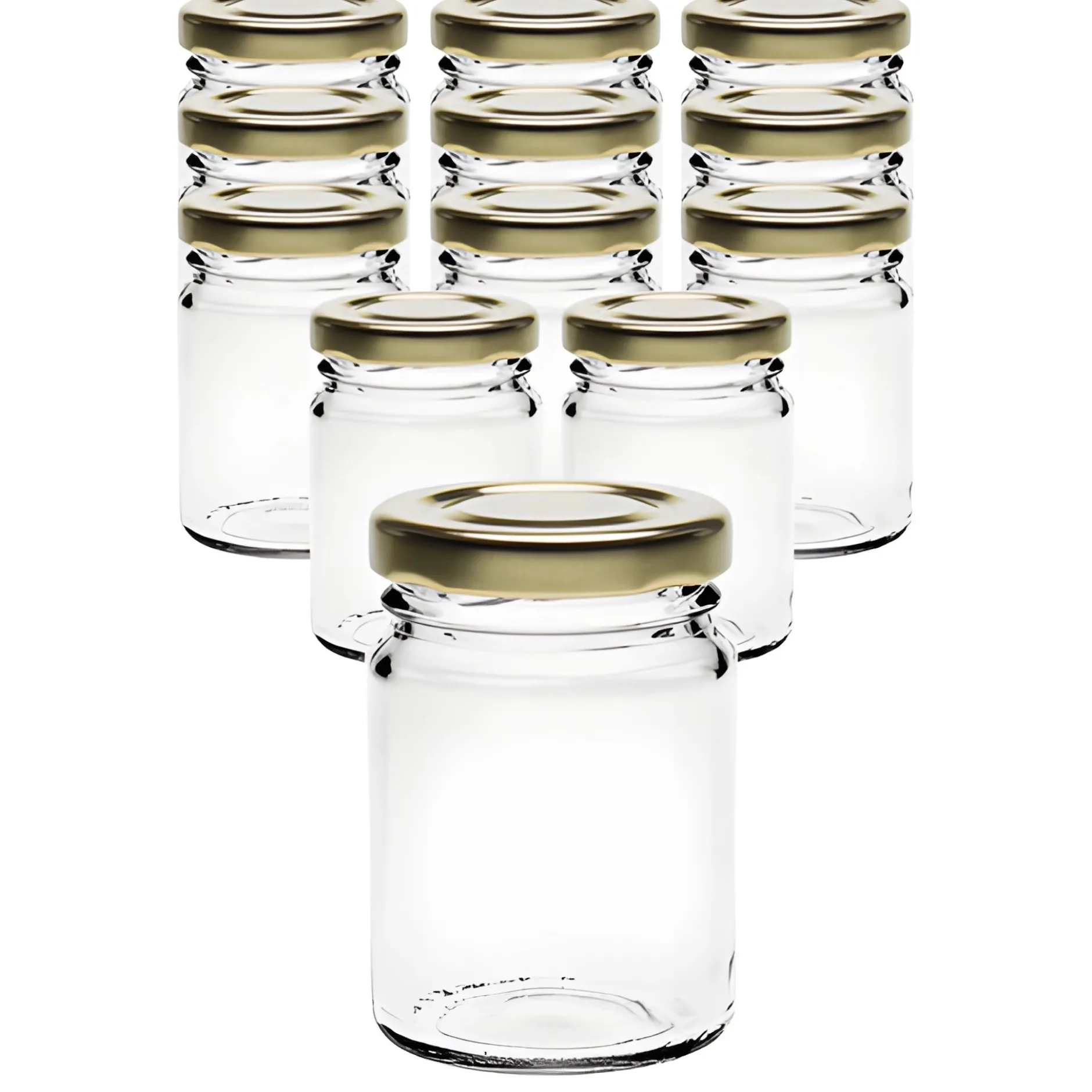 12er Set Pott 106 ml mit Deckel gold