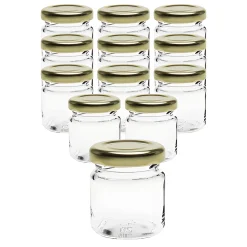 12er Set Rundglas 53 ml mit Deckel gold