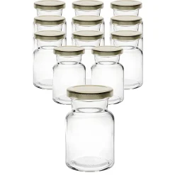 12er Set Rundglas 150 ml mit Deckel gold