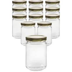 12er Set Rundglas 159 ml mit Deckel gold