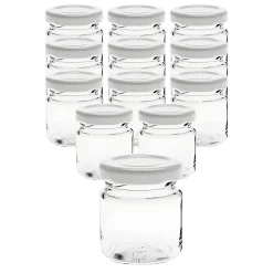 12er Set Rundglas 53 ml mit Deckel weiß