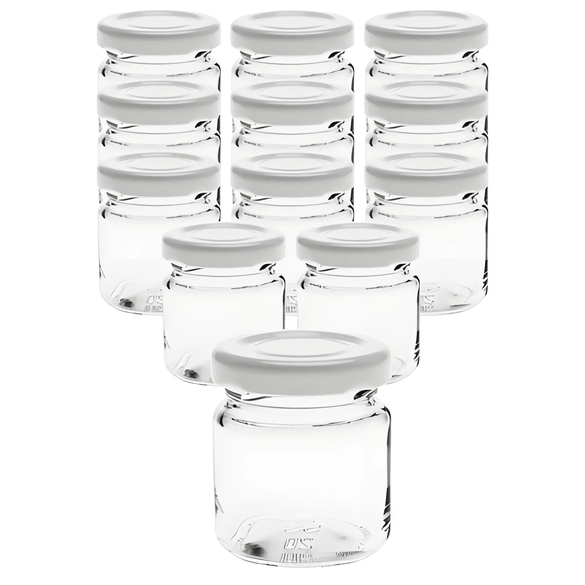 12er Set Rundglas 53 ml mit Deckel weiß