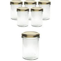 6er Set Sturzglas 230 ml hoch mit Deckel gold