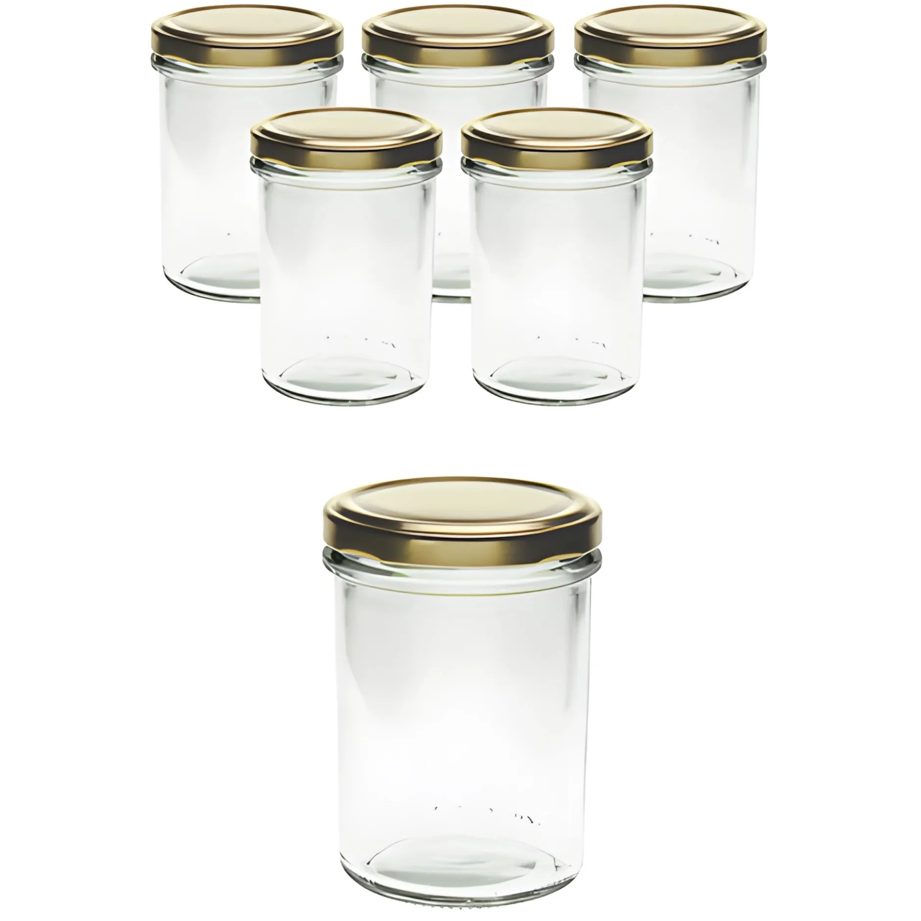 6er Set Sturzglas 230 ml hoch mit Deckel gold