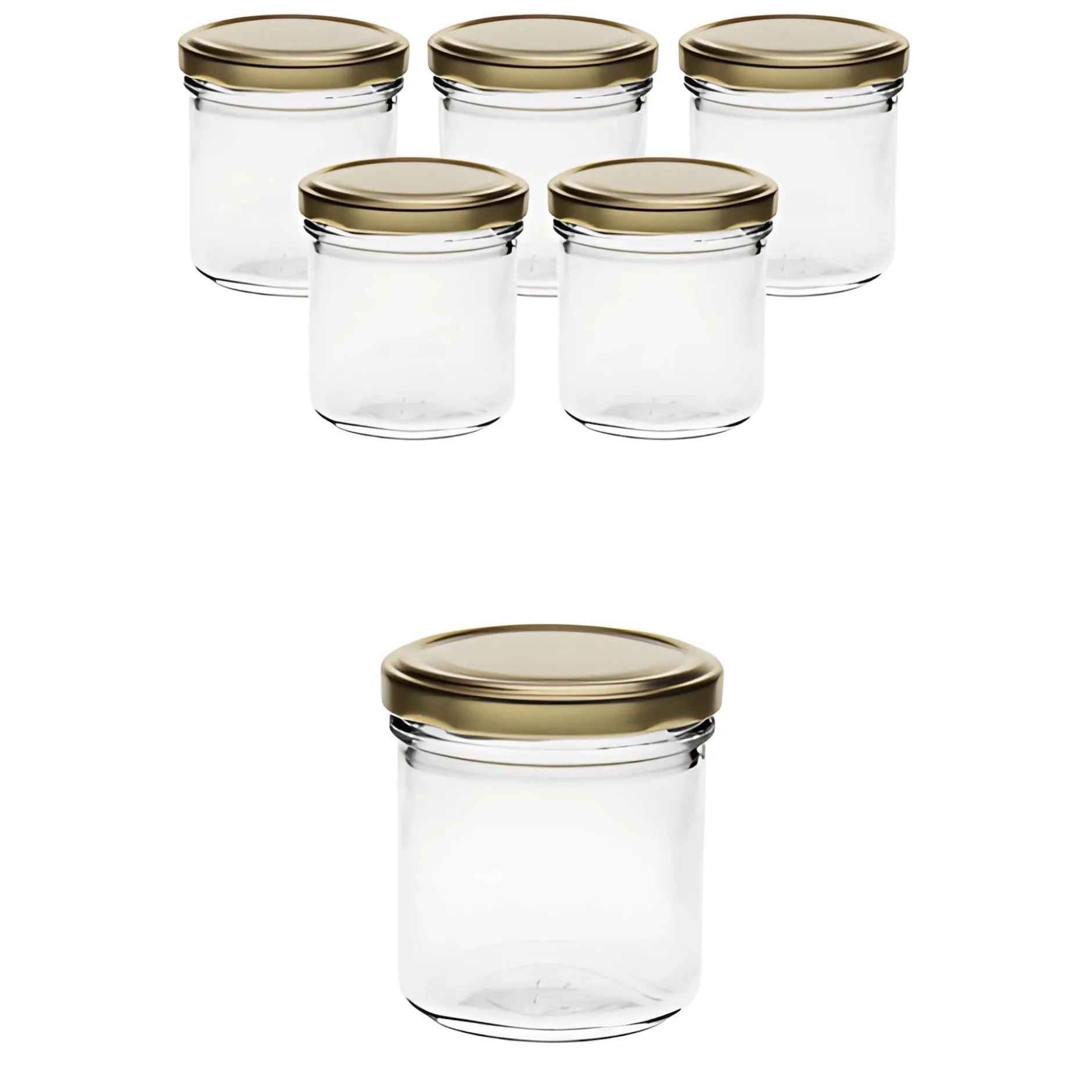 6er Set Sturzglas 167 ml mit Deckel gold