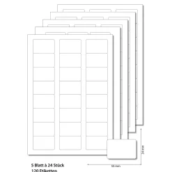 Etiketten 53 x 34 mm weiß - 5 Blatt A4