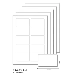 Etiketten 82 x 52 mm weiß - 5 Blatt A4