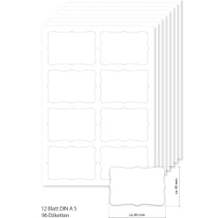 Etiketten 65 x 45 mm weiß, 96 Stück, A5