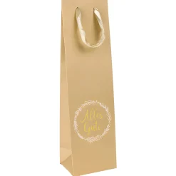 Flaschentasche 'Alles Gute' natur, 10 x 8 x 35 cm