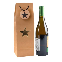 Flaschentasche 'Stern' gold metallic, 12 x 10 x 36 cm