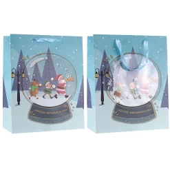 Geschenktüte 'Schneekugel' blau, groß