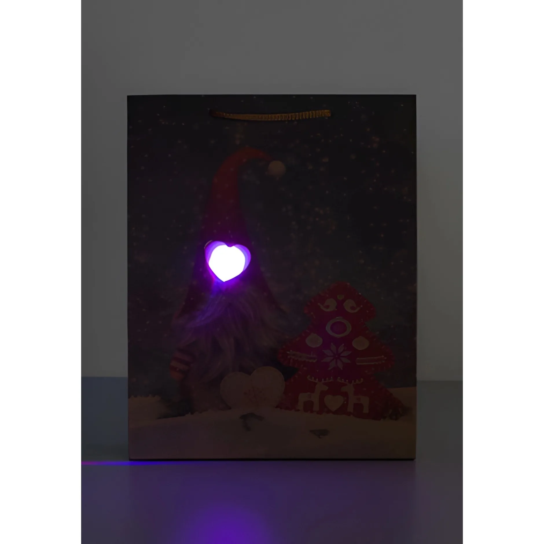 Geschenktüte 'Weihnachtswichtel' mit LED, mittel