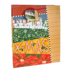 Geschenktüte 'X-MAS' mit roten Bändern, groß