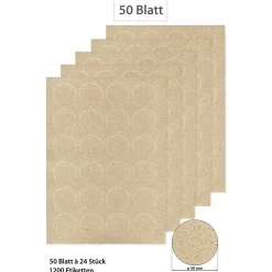 Grasetiketten rund 40 mm, 50 Blatt A4, 1200 Stück