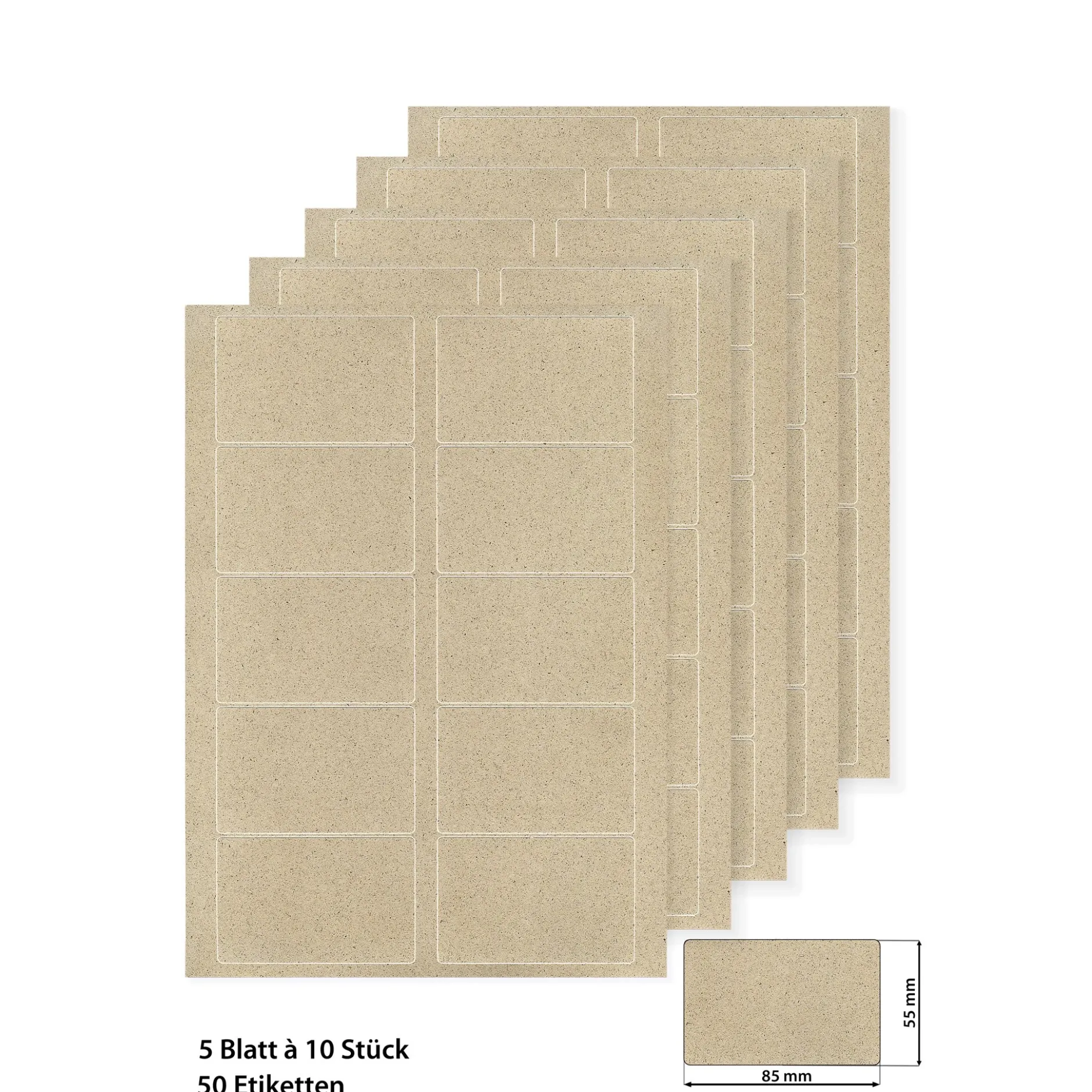 Grasetiketten 85 x 55 mm, 5 Blatt A4, 50 Stück