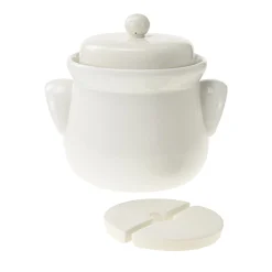 Gärtopf 3 Liter creme-weiß mit Beschwerungssteinen