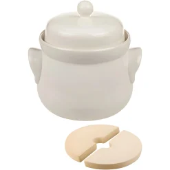 Gärtopf 4 Liter creme-weiß mit Beschwerungssteinen