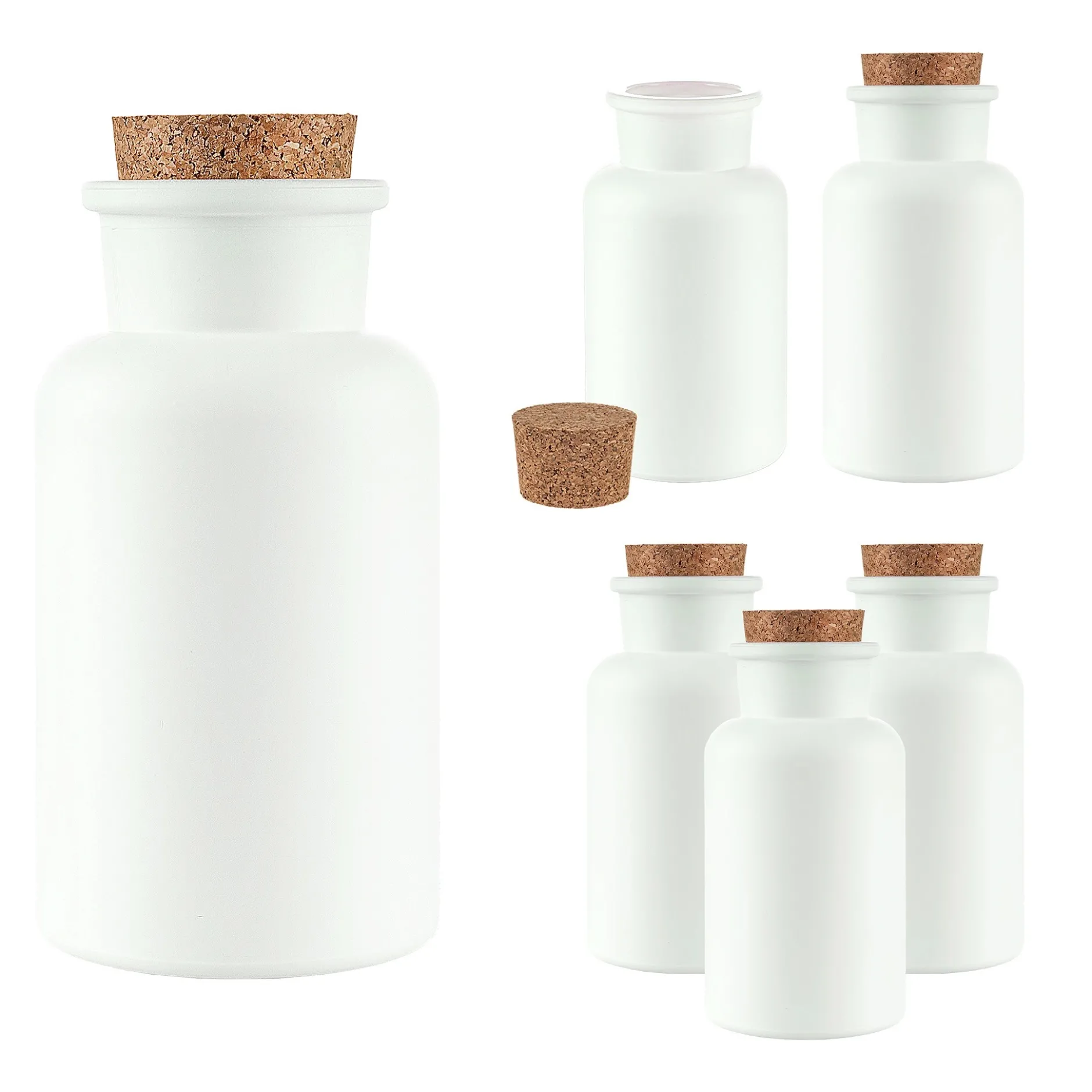 Korkenglas 300 ml weiß matt beschichtet, 6er Set