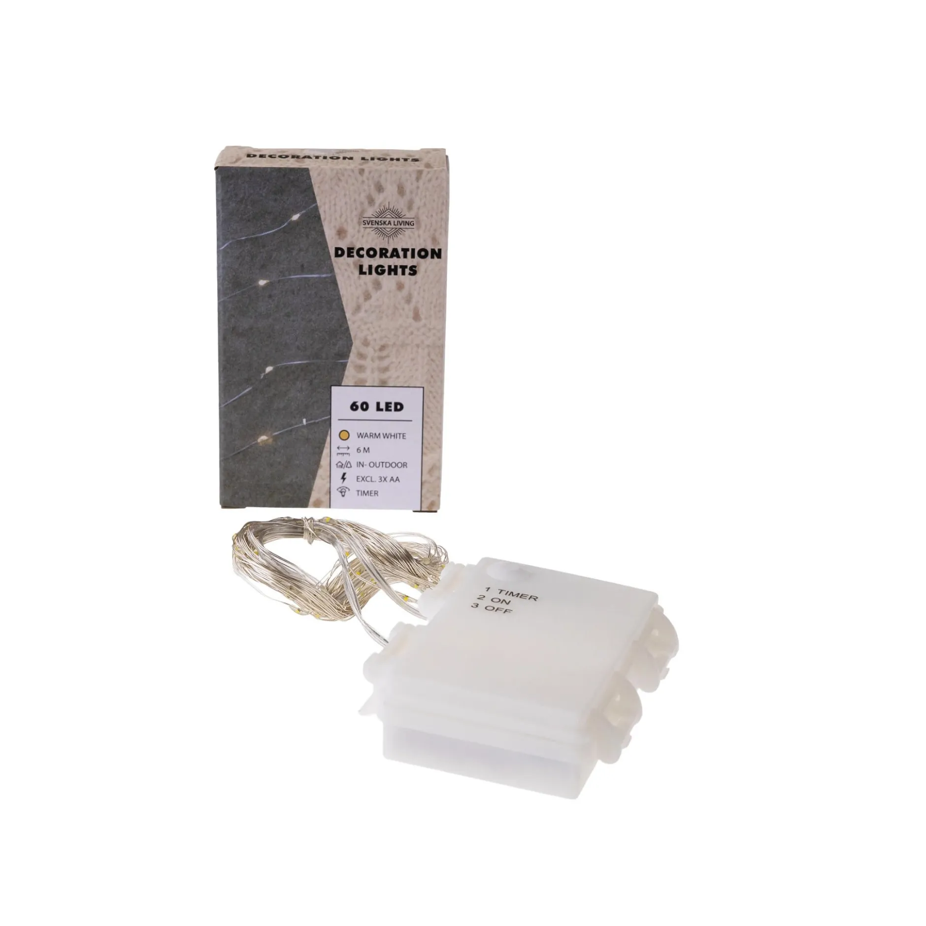 Lichterkette Outdoor 60 LEDs, warmweiß mit Timer