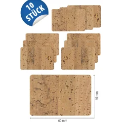 Naturkork-Etikett 60 x 40 mm, 10 Stück