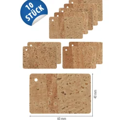 Naturkork-Schildchen 60 x 40 mm, 10 Stück