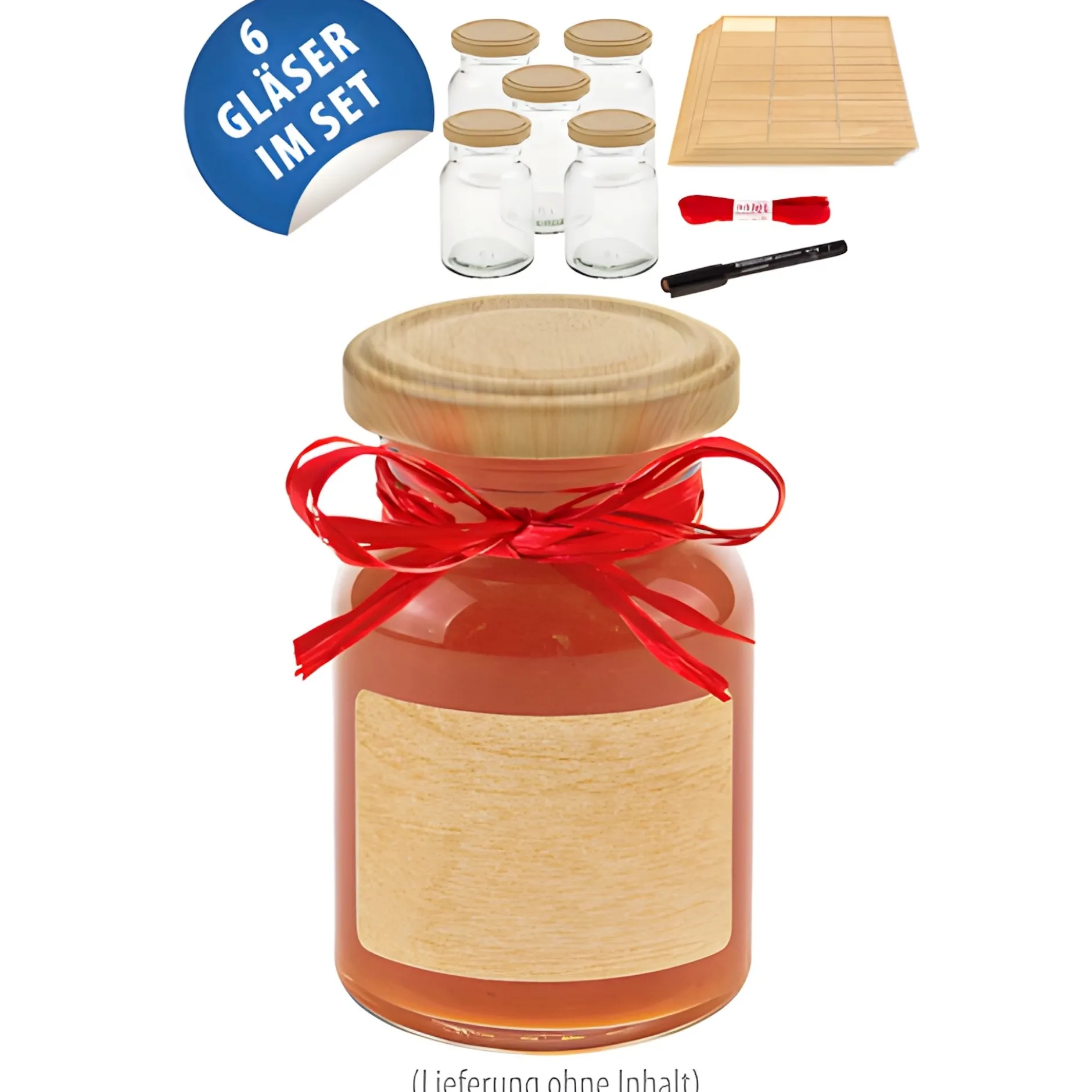 Rundglas 150 ml 'Holzdekor', 6er Set