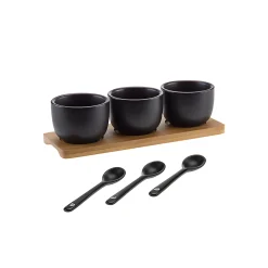 Schälchenset Keramik schwarz, 7-teilig
