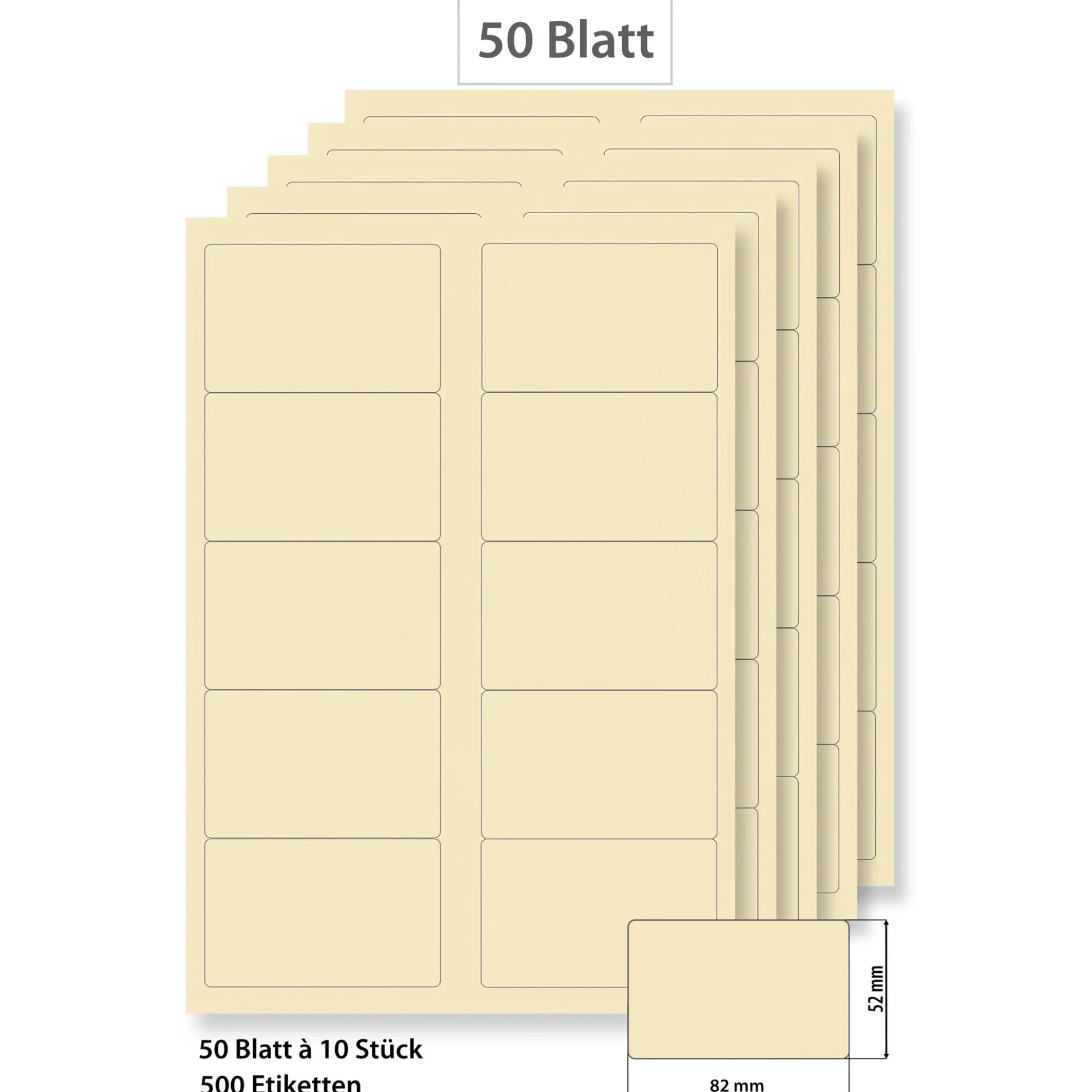 Steffis Etiketten 82 x 52 mm creme - 50 Blatt A4