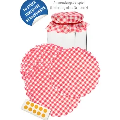 Vliesdeckchen Ø 150 mm rot kariert, 10 Stück