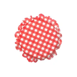 Vliesdeckchen Ø 135 mm rot kariert, 10 Stück