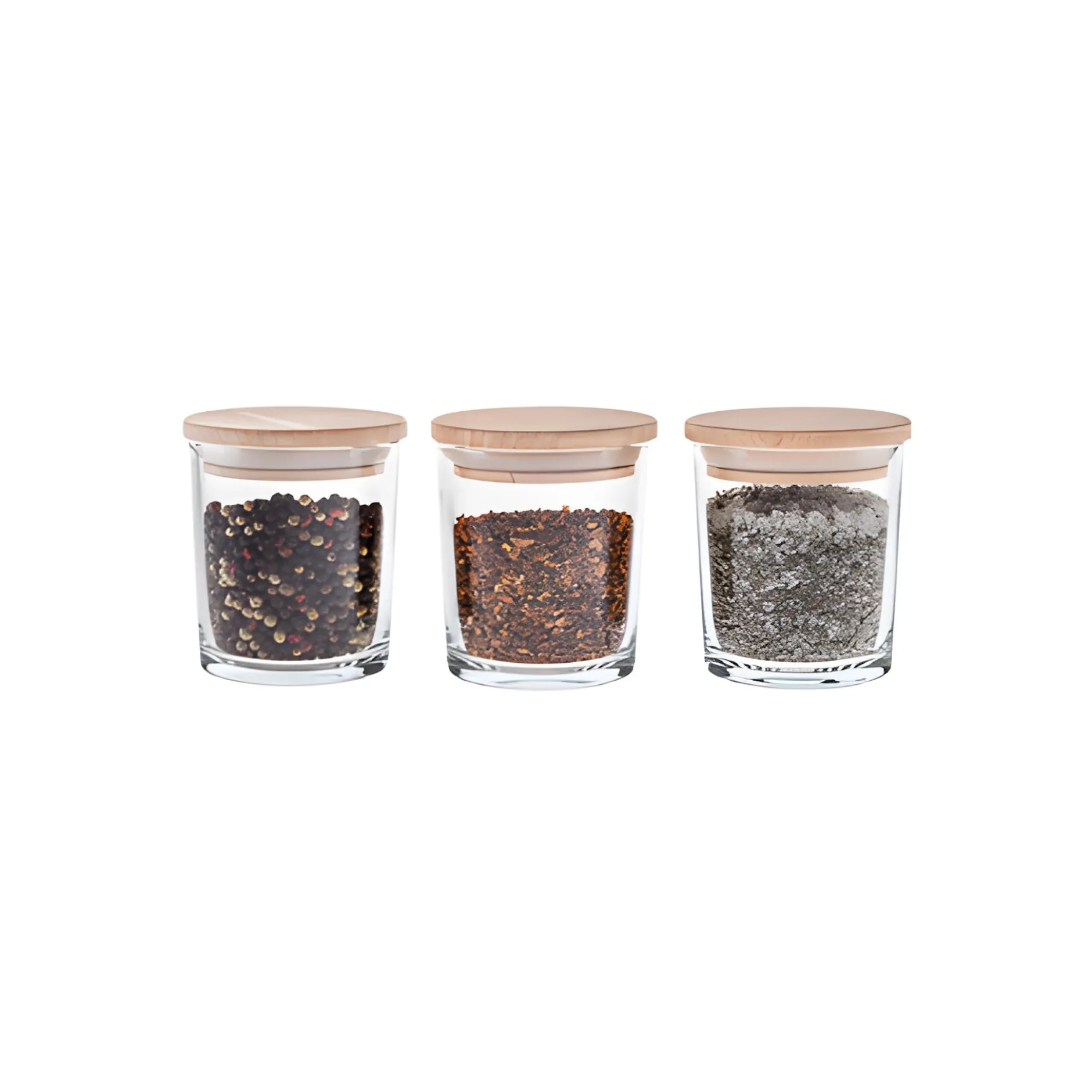 Vorratsglas 'Würzi' 200 ml mit Holzdeckel, 3er Pack