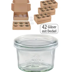 WECK-Mini-Sturzglas 80 ml mit Klarsichtdeckel, 42 Stück