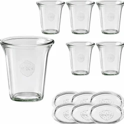 WECK-Quadroglas 545 ml mit Glasdeckel, 6 Stück