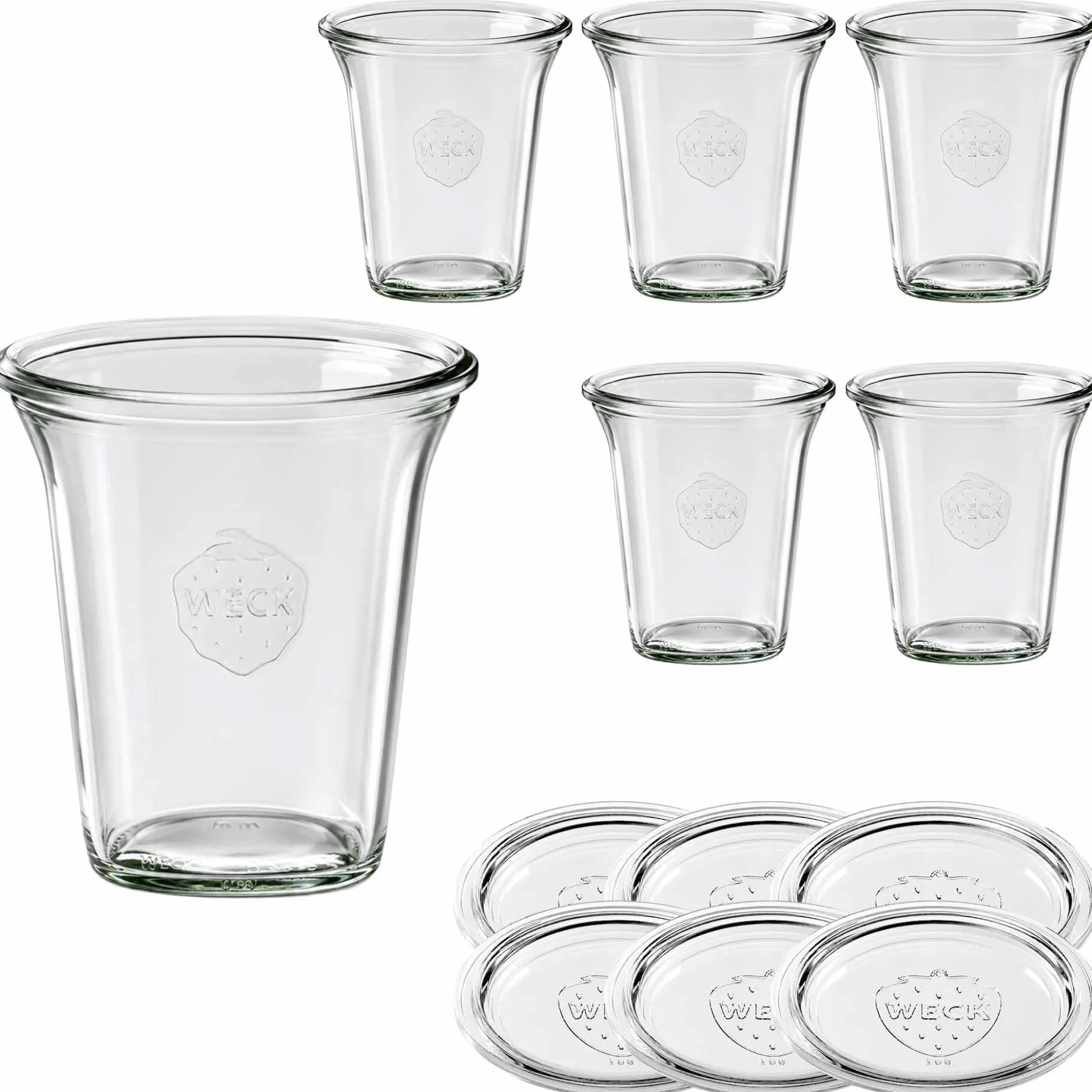 WECK-Quadroglas 545 ml mit Glasdeckel, 6 Stück