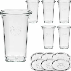 WECK-Quadroglas 795 ml mit Glasdeckel, 6 Stück