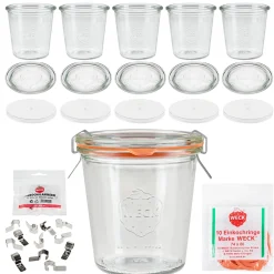 WECK-Sturzglas 290 ml hoch mit Klarsichtdeckel, 6er Set