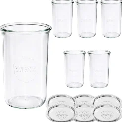 WECK-Sturzglas 1000 ml mit Glasdeckel, 6 Stück