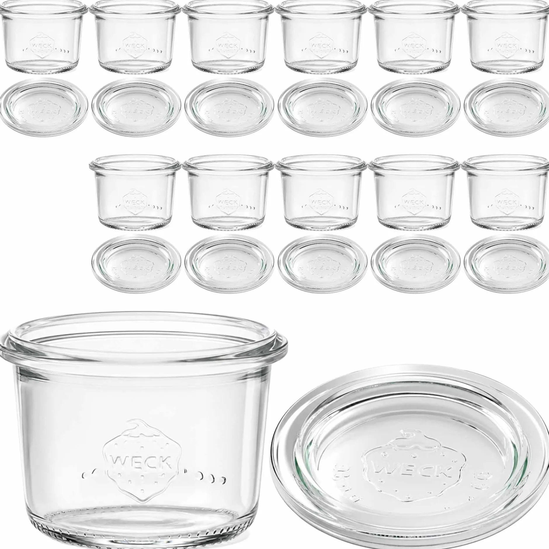 WECK-Sturzglas 80 ml mit Glasdeckel, 12 Stück