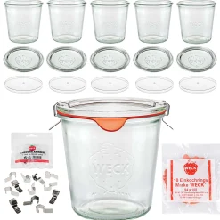 WECK-Sturzglas 580 ml mit Klarsichtdeckel, 6er Set