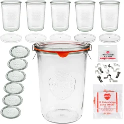 WECK-Sturzglas 850 ml mit Klarsichtdeckel, 6er Set