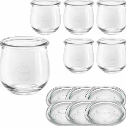 WECK-Tulpenglas 370 ml mit Glasdeckel, 6 Stück