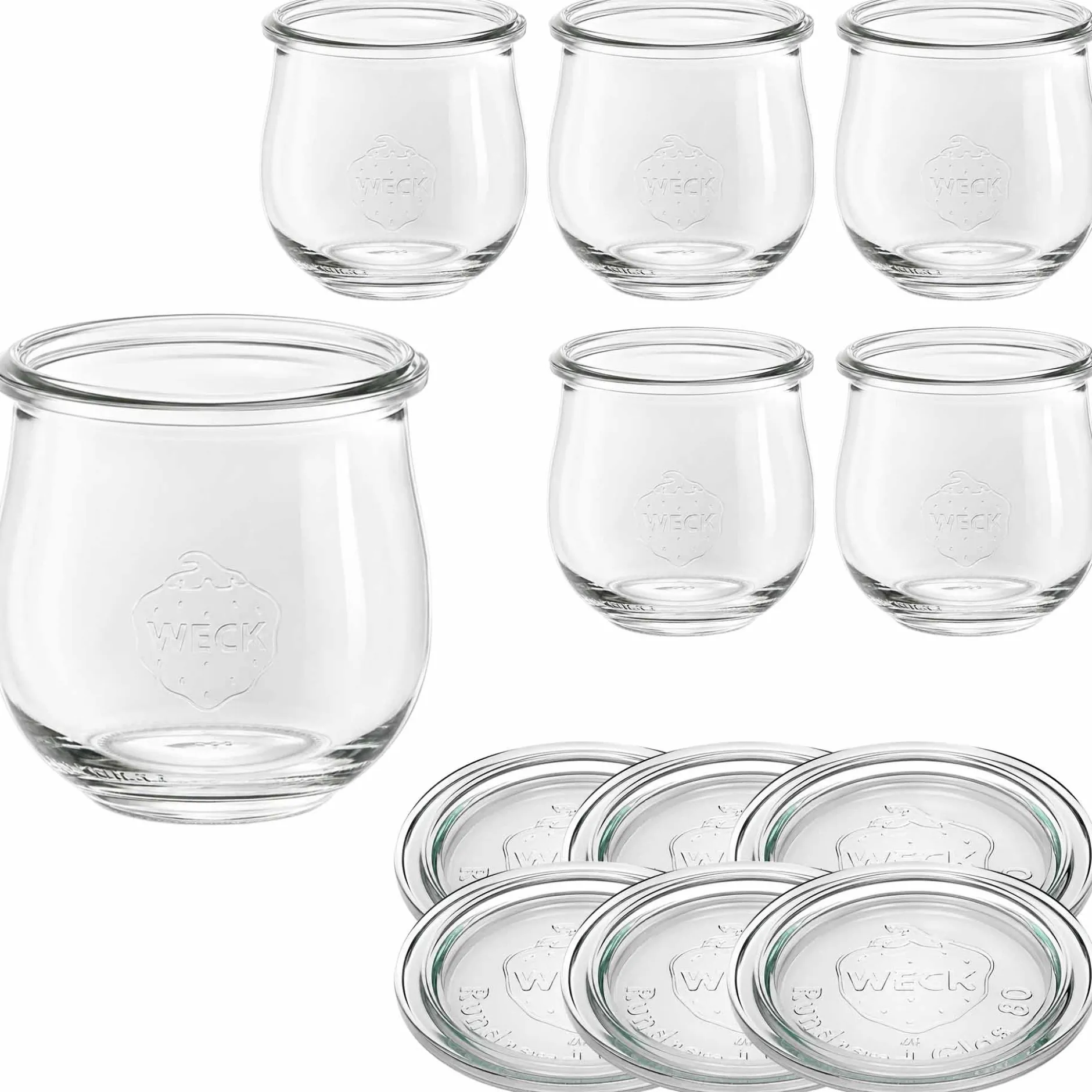WECK-Tulpenglas 370 ml mit Glasdeckel, 6 Stück