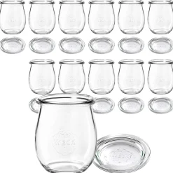 WECK-Tulpenglas 220 ml mit Glasdeckel, 12 Stück